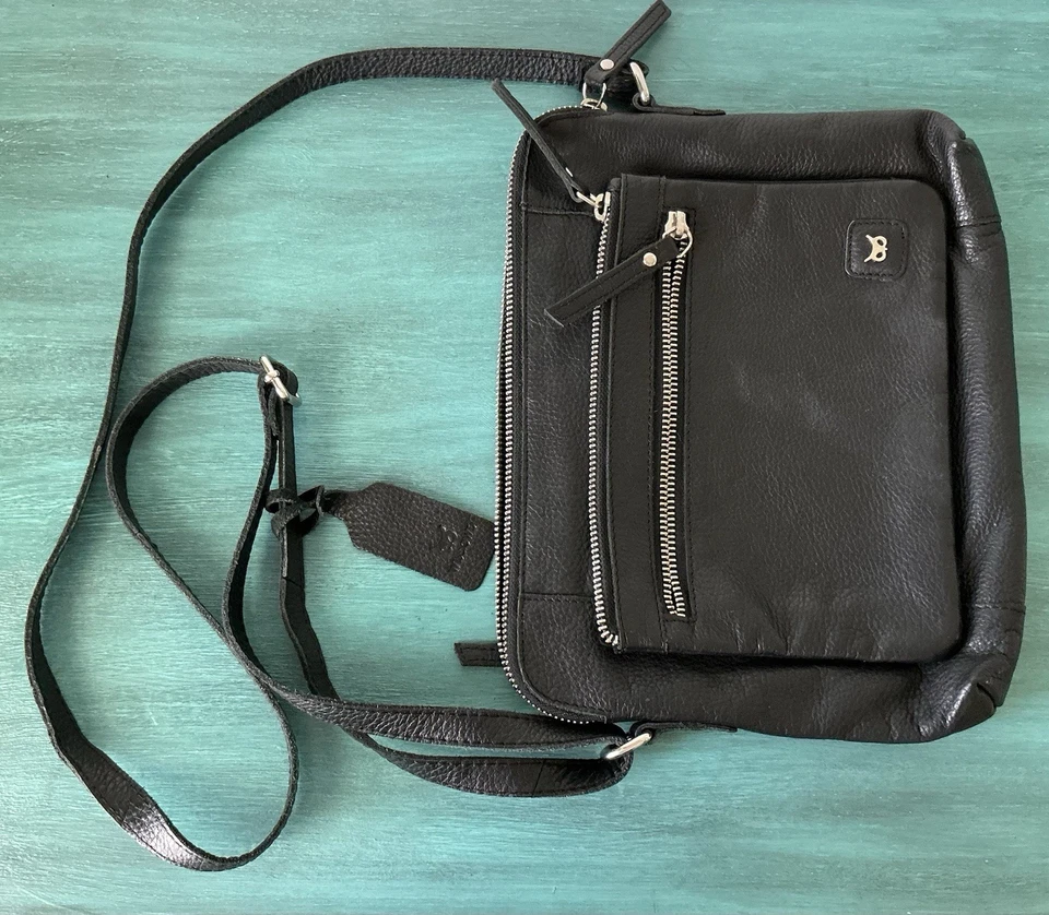 Wise Owl Black Pebbled Leather Crossbody Shoulder Bag Classic Fun Modern Purse - Image 3 of 4