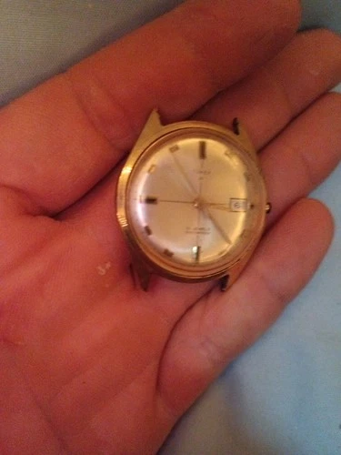 Vtg Timex 1970s 21 Jewels Date Gold Tone Watch