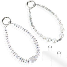 2 Pcs Pearl Phone Wrist Strap with Tether Tab, Detachable Phone Bracelet Strap,