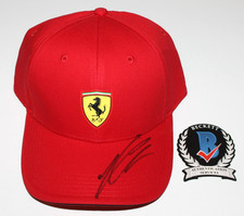 CHARLES LECLERC SIGNED FERRARI FORMULA 1 F1 RED RACING TEAM HAT BECKETT BAS COA