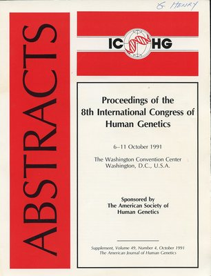 #ad #ad Journal Human Genetics Proceedings 8th International Congress 1991 Book $22.00