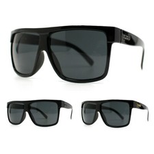 Kush Pot Logo Large Squared Flat Top Mobster All Black Gangster Sunglasses