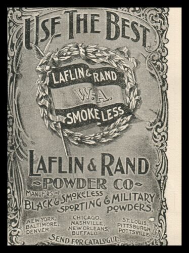 1897 LAFLIN RAND Sin Humo Deporte Militar Polvo Trigo Corona Bandera Papel Anuncio C560 - Imagen 2 de 2