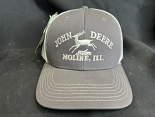 NEW John Deere Gray Moline 112 Vintage Logo White Mesh Cap - LP82940