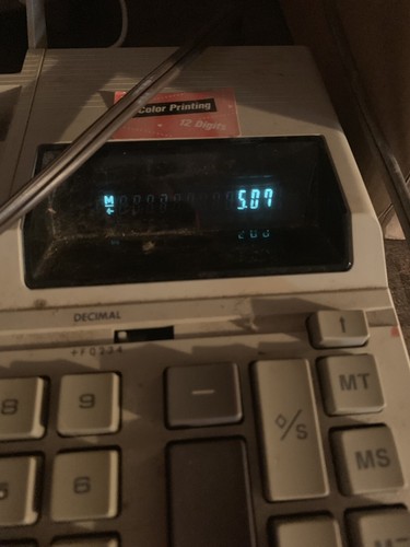 RARE TEXAS INSTRUMENTS TI-5045 ELECTRONIC CALCULATOR 2 COLOR PRINTING 12 DIGITS - Picture 2 of 11
