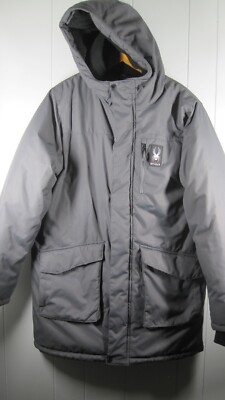 SPYDER Coat Men's M Grey Parka HydroWeb Hooded Outdoor Ski Winter