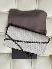 New Authentic Bottega Veneta Intrecciato Leather Flap WOC Crossbody Chain