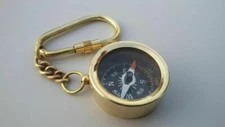 Brass Compass Keychain Antique Style Nautical Gift Maritime Collectible Ring