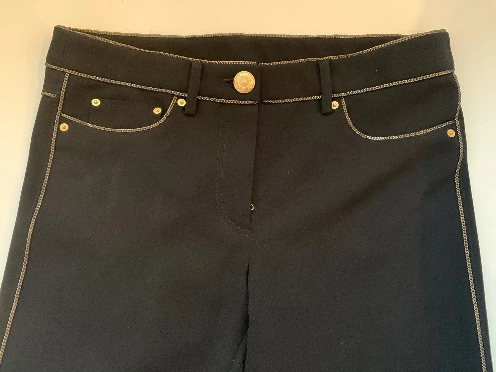 Pantaloni Moschino Couture 8 44 Catena Nero 5 Tasche $1025