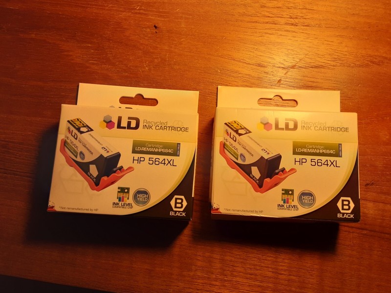 Pack of 2, LD Recycled HP 564XL Black Ink Cartridge LD-REMANHP684C
