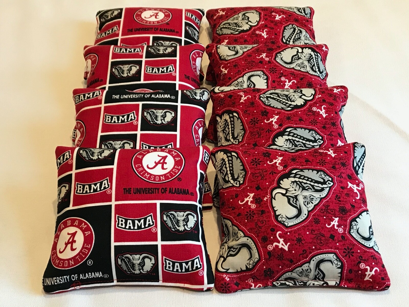 8 CORNHOLE BEAN BAGS ALABAMA CRIMSON TIDE BAMA ALL WEATHER STICK