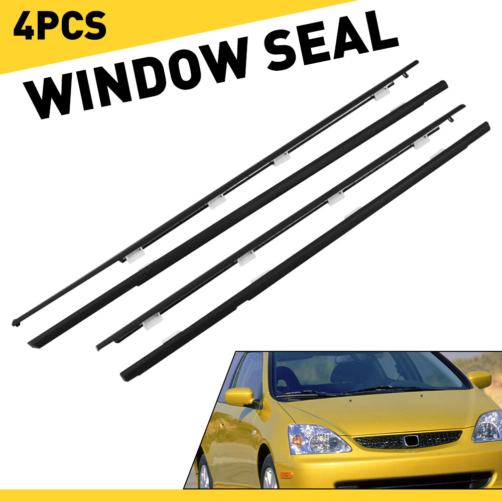 Weatherstrip Window Seal 4pc Set for 2001-2005 Honda Civic Black S No.72410S5A003
