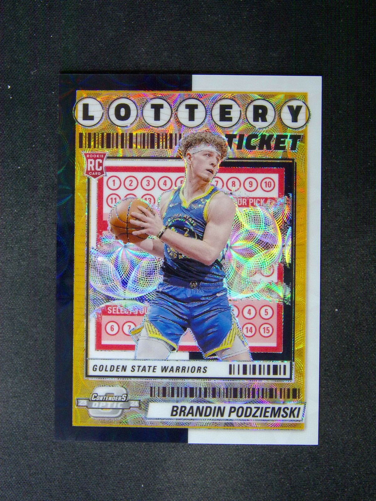 2023-24 Contenders Optic Brandin Podziemski #6 RC Lottery Ticket White Black /25