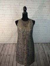 NWOT silver  gold MAGGY LONDON cocktail party SHEATH dress - sz 6 / with GEMS