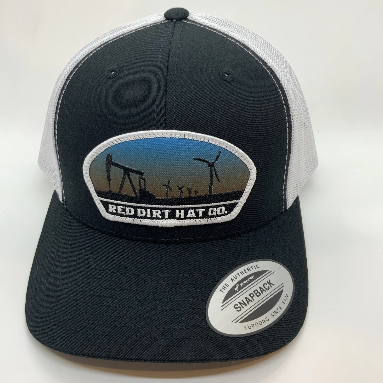 Red Dirt Hat Company Plains Black White Mesh Snapback Trucker Patch Hat OSFA