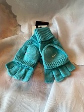 NIKE-SIZE 7-16 AQUA COLOR GLITTER KNIT FLIP TOP GLOVE FOR GIRLS