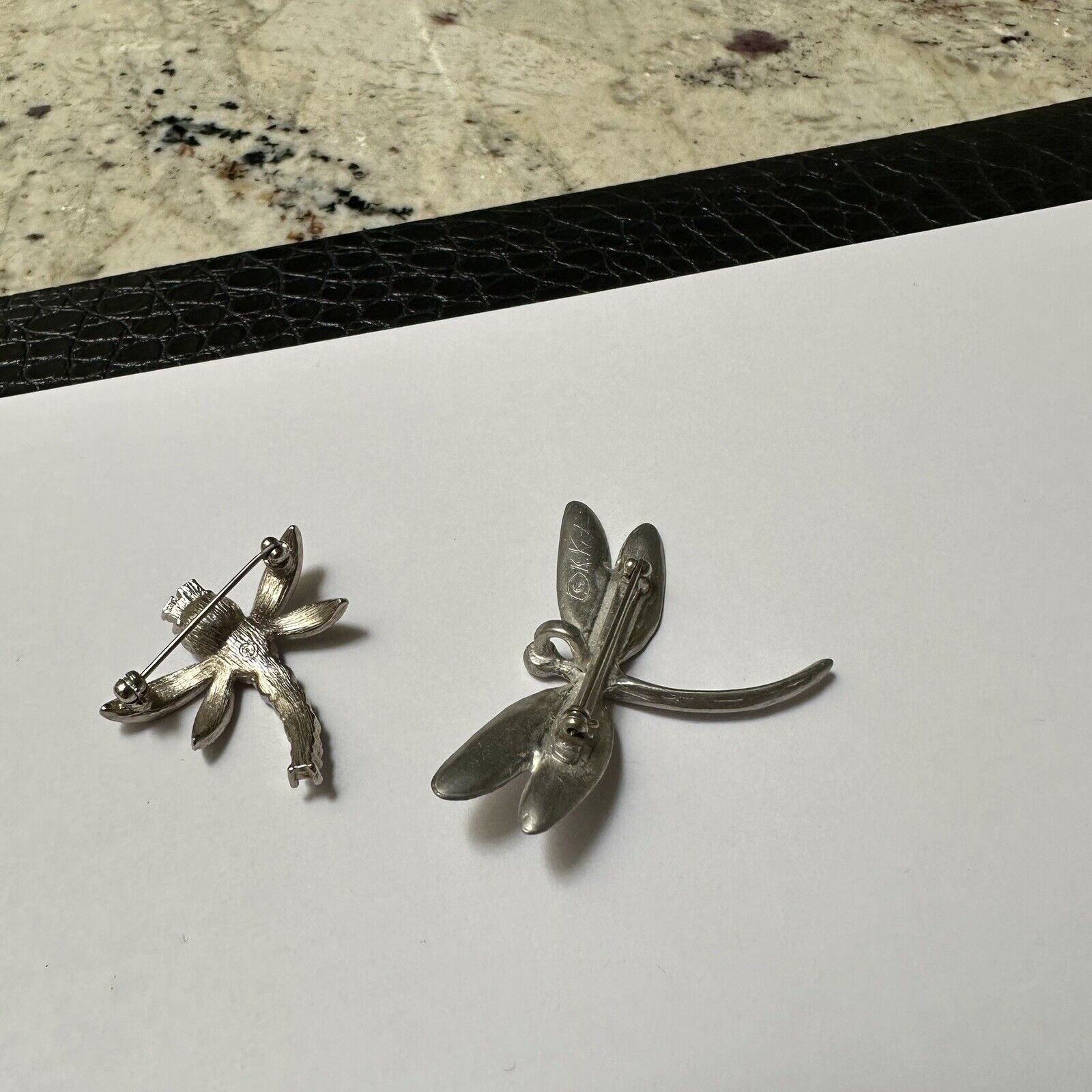 Lot Of 2 Silver Tone Brooch Pins Dragonfly Bug In… - image 3