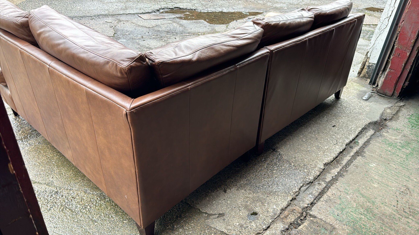 LAURA ASHLEY BASLOW BROWN LEATHER CORNER SOFA eBay