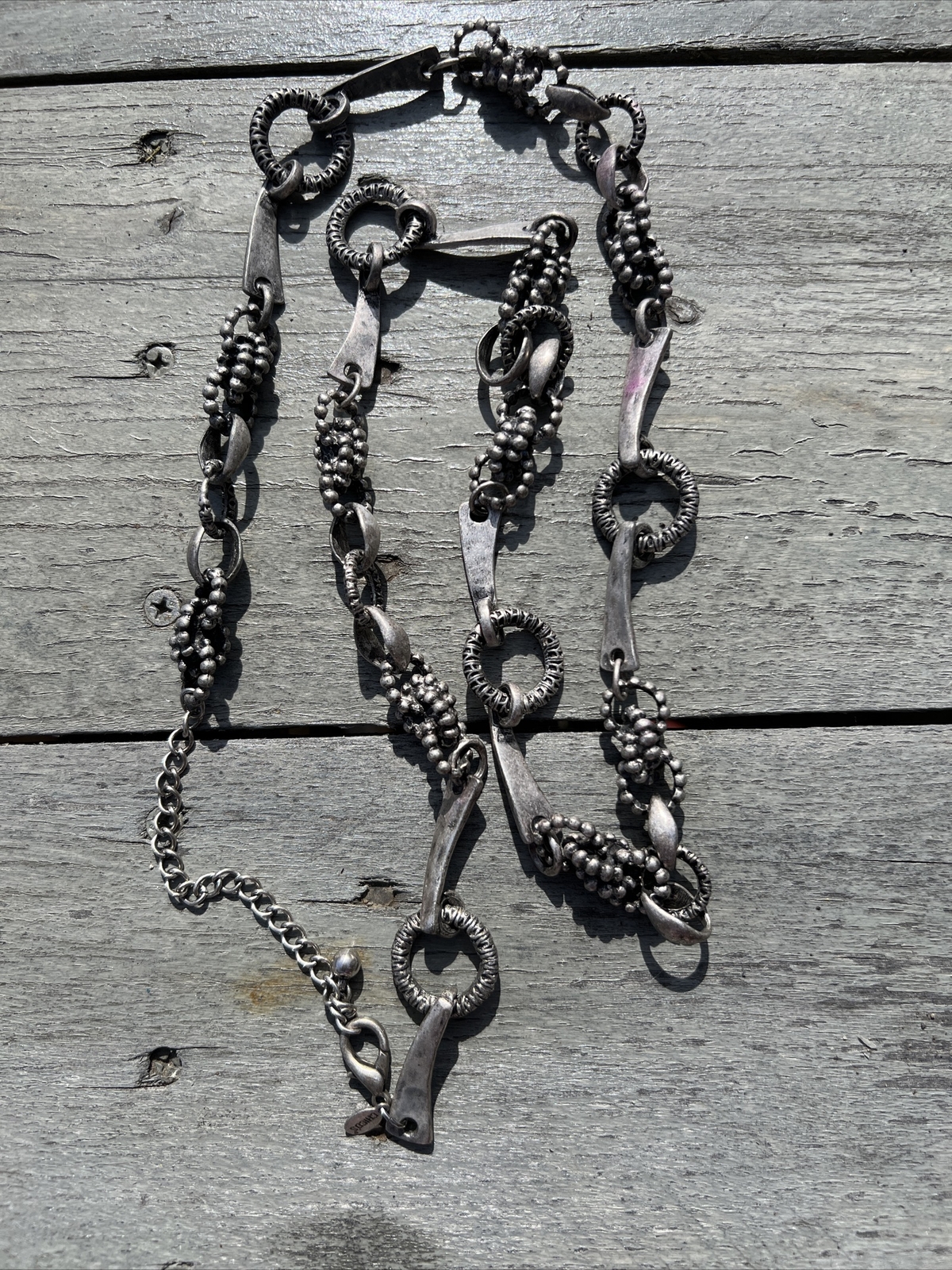 Chicos Silver Pewter Tone  Statement Necklace Wit… - image 1