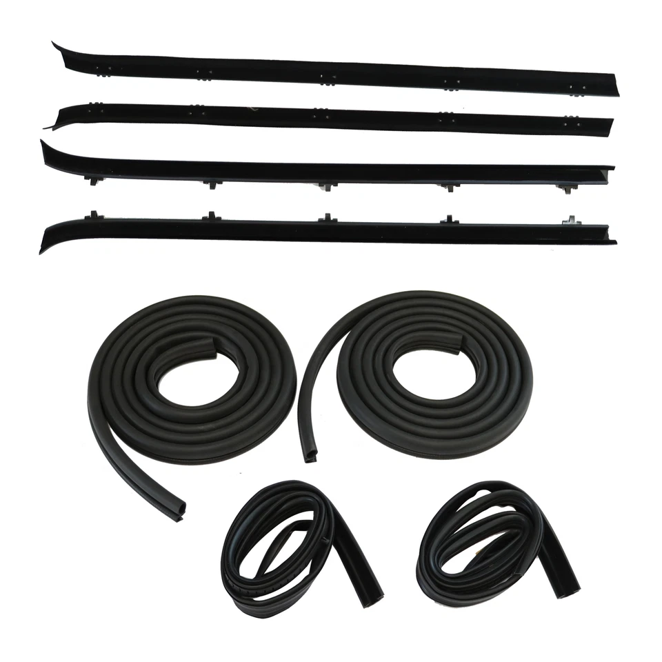 Juego de sellos de resistencia a la intemperie de fieltros de barrido de ventana de puerta delantera para camioneta Chevy GMC Foto 3 de 4