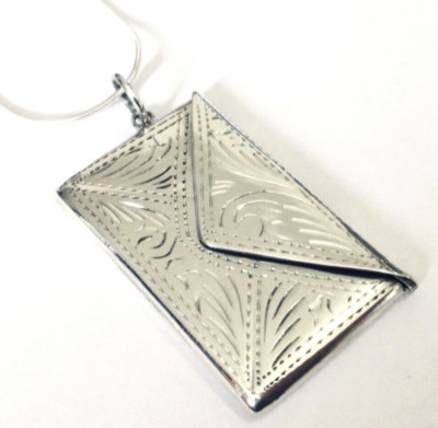 Sterling Silber graviert Stempel Etui Liebe Notiz Foto Medaillon Chatelaine Anhänger BN