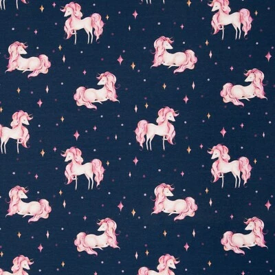 Prepedido Swafing 4 m x 1,50 m Jersey Algodón Unicornios, Oscuro Azul - Imagen 1 de 3