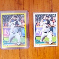 2024 Topps Archives #205 Justin VERLANDER Yellow Foilboard + Base Pair 205 Foil 