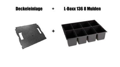 Kleinteileeinsatz 8 Mulden und Deckeleinlage für Sortimo Systemkoffer L-BOXX 136