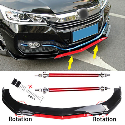 Black+Red For Honda Accord Front Bumper Red Lip Splitter Spoiler  Body Kit US
