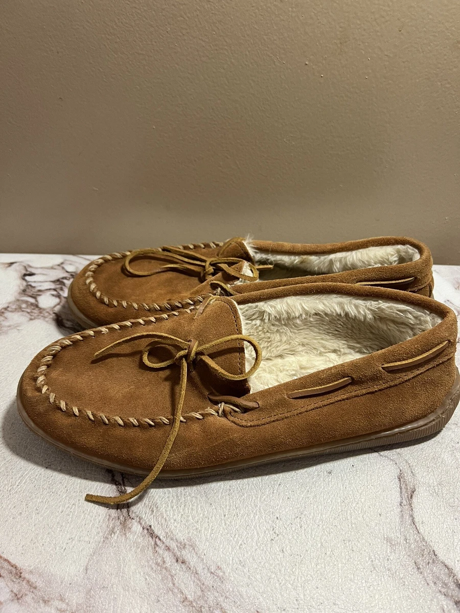 Minnetonka Men s Pile Lined Hardsole Slipper 3902 Size 10 Brown