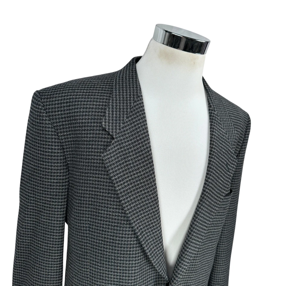 Chaqueta Blazer Giorgio Armani Mani Para Hombre 44L Azul Gris Pata de Gallo Pecho Único Foto 2 de 4