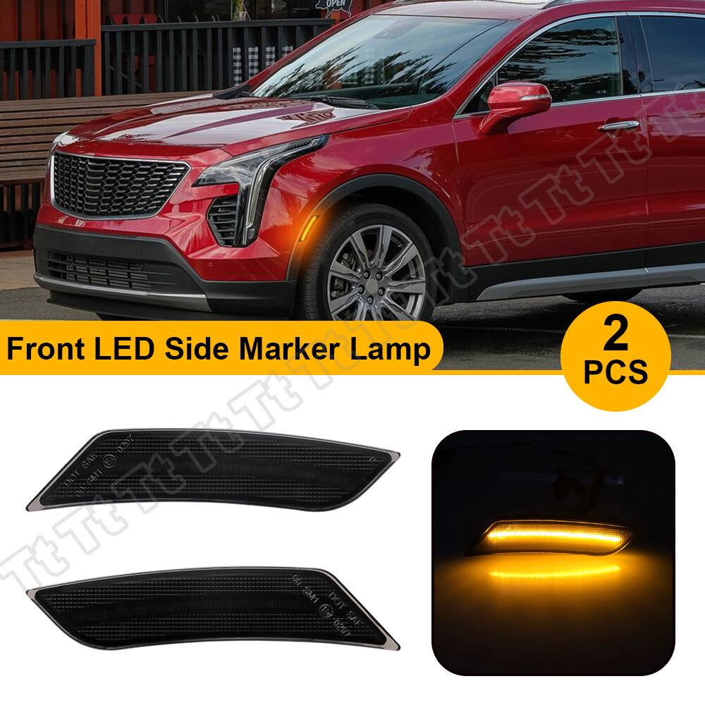 For 2019-2023 Cadillac XT4 XT6 Smoked LED Front Bumper Amber Side