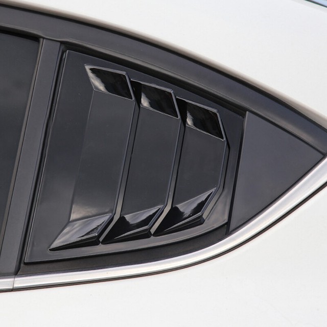 Glossy Black Rear Window Louvers Shutters Trim For Mazda 3 Axela 2014