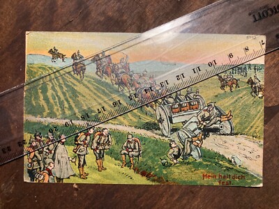 Ansichtskarte Feldpost 1918, Hein halt dich fest, Wurzen Stempel
