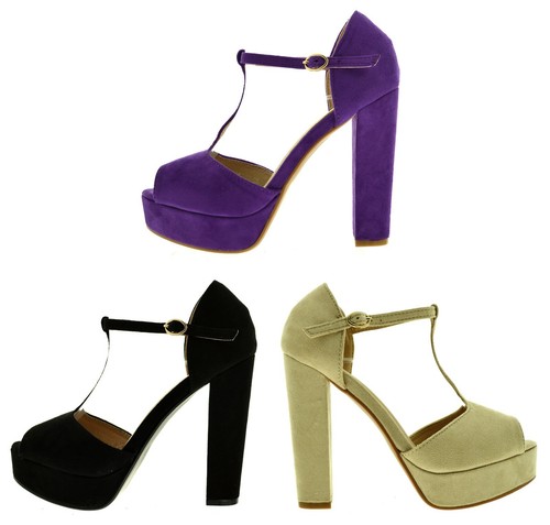 Scarpe donna sandali spuntati con tacco alto e plateau con fibbia  scamosciati 21 | eBay
