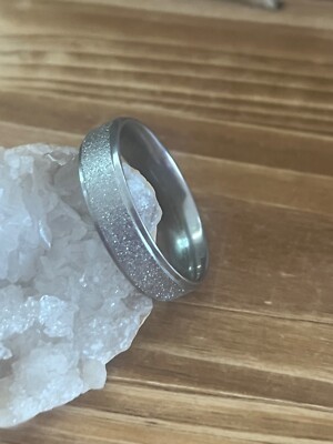 Silber Wolfram Unisex Ehering Ring strukturiert Stil mit einer Breite von 6 mm ~ Neu