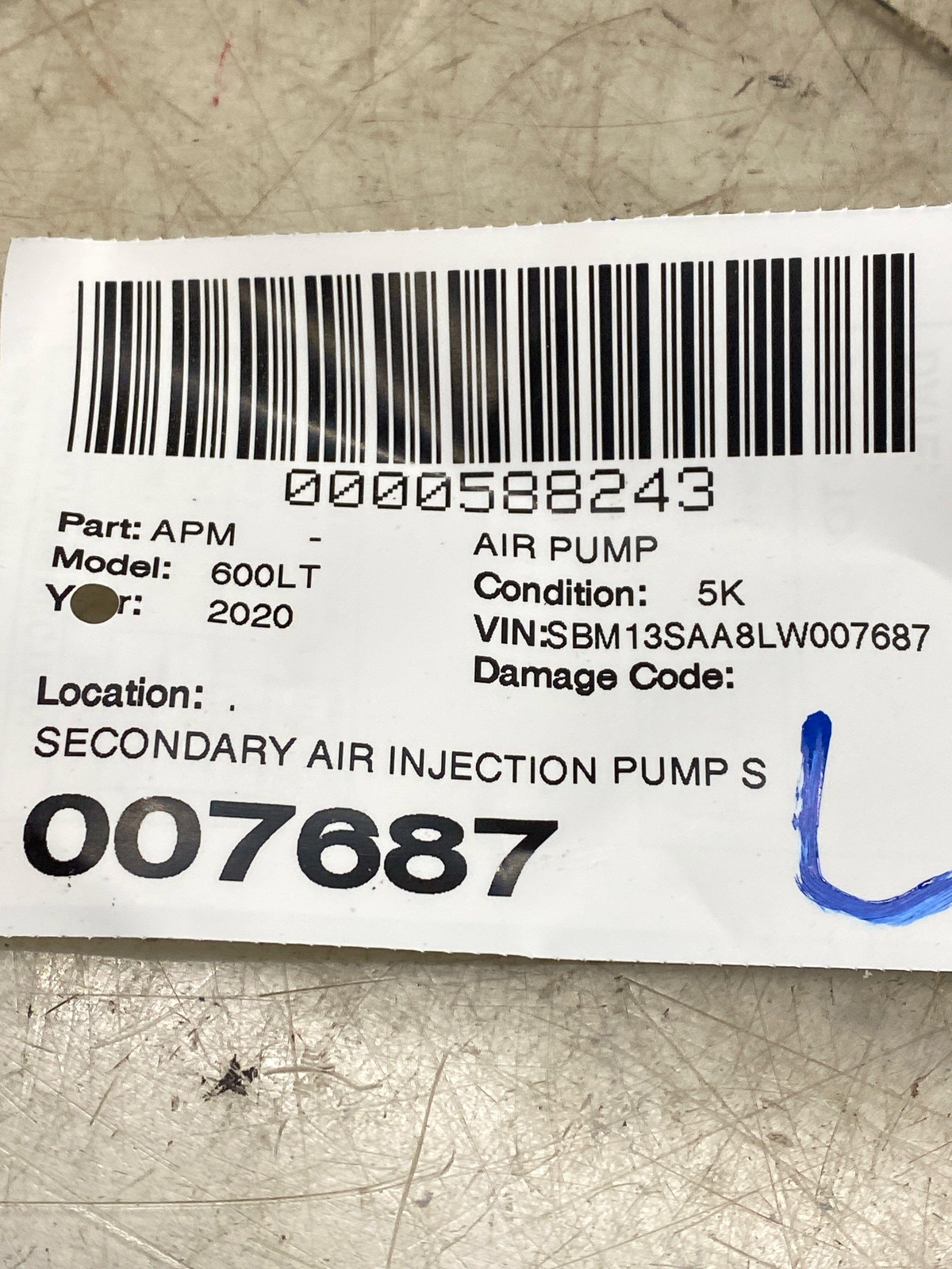 2019-2021 MCLAREN 600LT SECONDARY AIR INJECTION PUMP SET 700675069 06G959253A