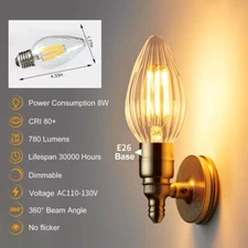 BRIMAX F15 8W 6W LED Porch Light Bulb E26 Medium Base Dimmable Outdoor Post Bulb