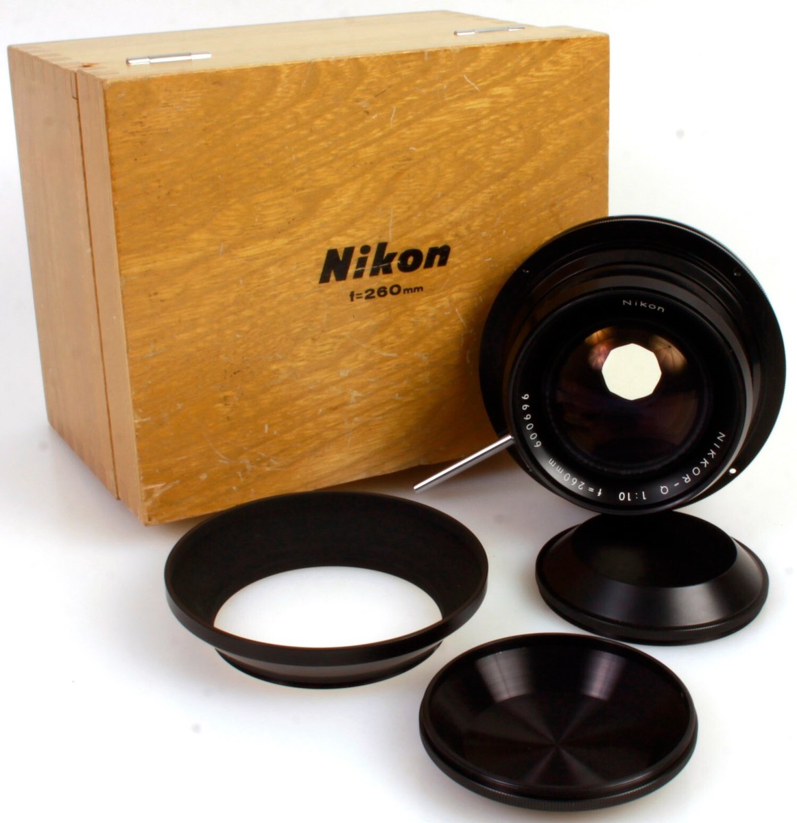 Nikon Nikkor Q 260mm f/10 w/ Hood, Threaded Front & Rear Nikon Nikkor Q 260mm f/10 w/ Hood, Threaded Front & Rear