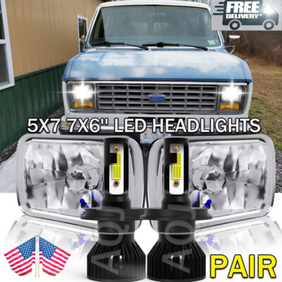 5x7'' 7x6 LED Headlight Hi/Lo DRL Beam for Ford E-100 E-150 E-250 E-350 Econoline