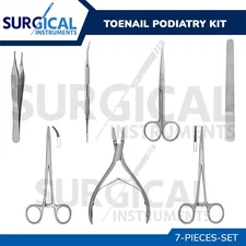 7 Pcs Toenail Podiatry Set Stainless Steel Surgical Instruments Kit German Grade