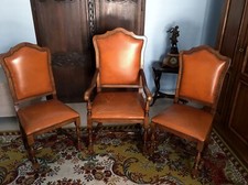 Three Renaissance Style Leather Studio Armchairs