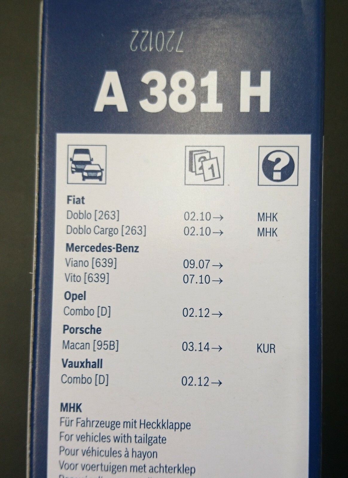 BOSCH AeroTwin Rear Wiper Blade A380H - 15 (Single BOSCH AeroTwin Rear Wiper Blade A380H - 15 (Single
