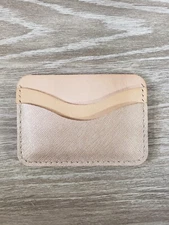 Women's Handmade 100% Leather Beige & Rose Gold Toned Rustic Mini Wallet