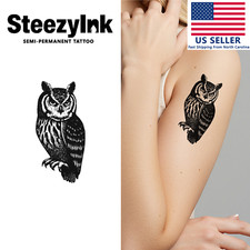 SteezyInk temporary tattoo Majestic Owl last upto 2 weeks 2 x 3 inch