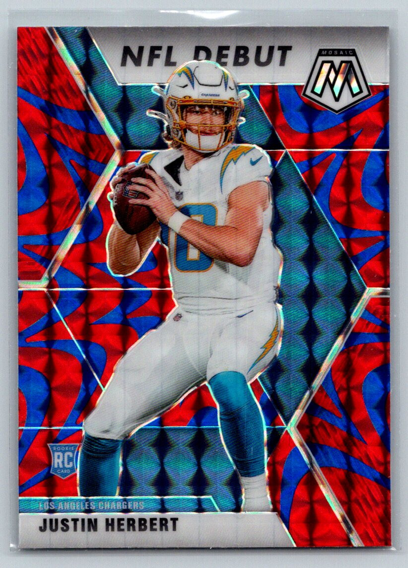 2020 Mosaic NFL Debut Reactive Blue Prizm Justin Herbert RC #263 Chargers TC3175