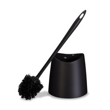 Toilet Brush Cleaner and Holder Black Bowl with Scrubbing Wand, Storage Caddy