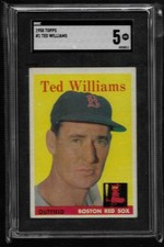 1958 TOPPS # 1 Ted WILLIAMS RED SOX HOF SGC 5 EX CENTERED ALREADY CERTIFIED