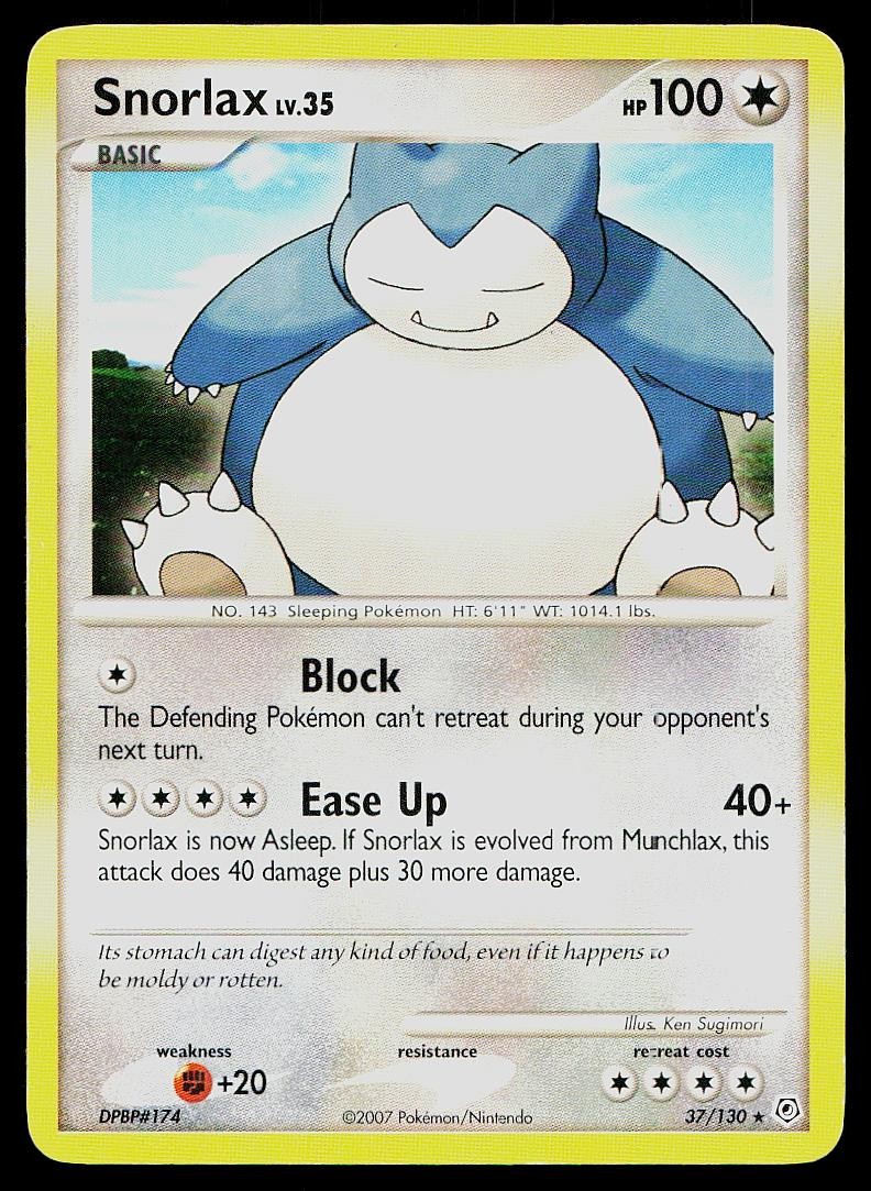 Pokemon Card Diamond & Pearl Snorlax 37/130 Rare