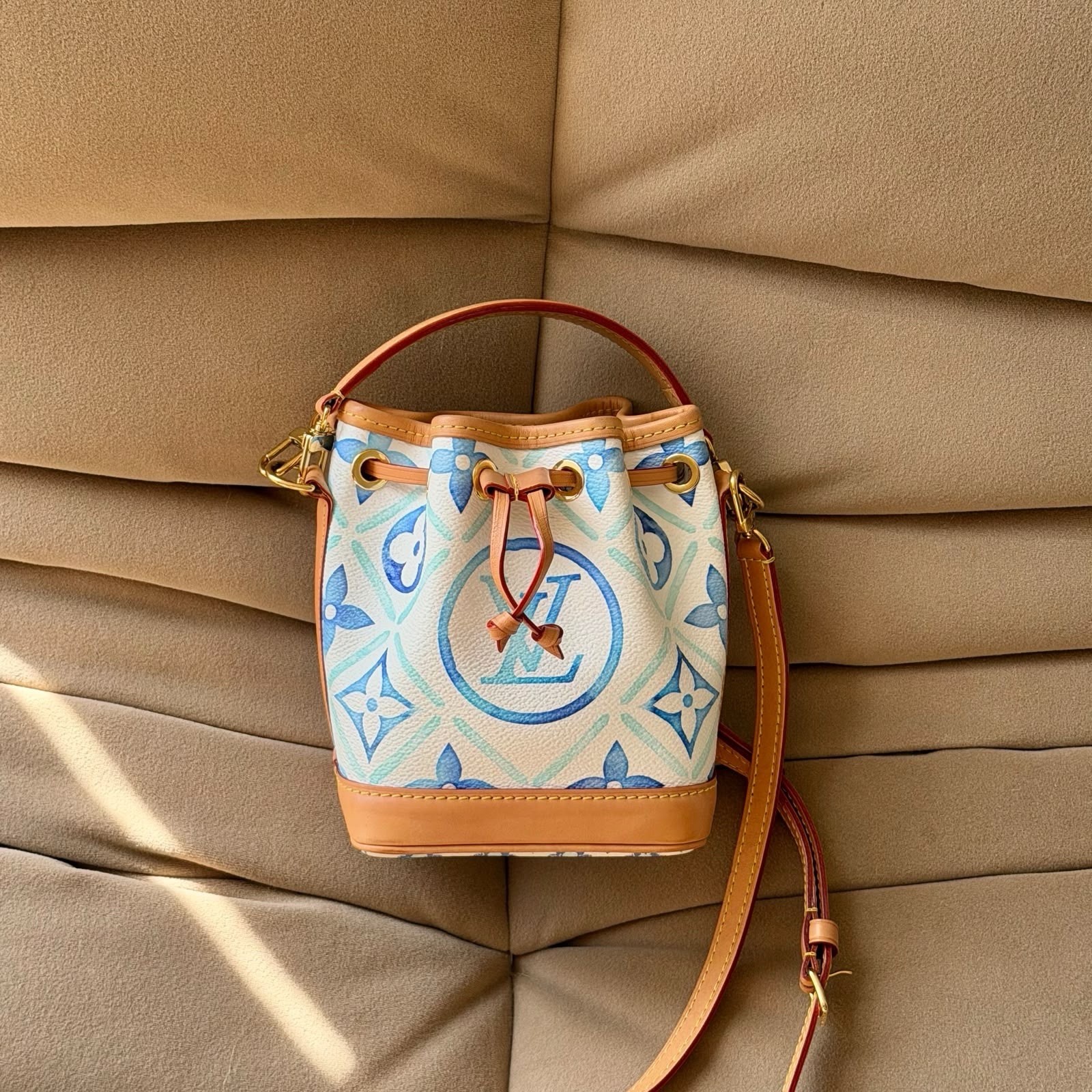 Louis Vuitton Nano Noe Bucket Bag By The Pool Lagoon Blue Limited Edition